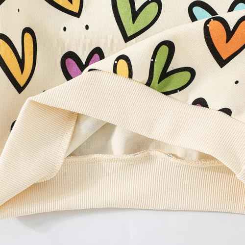 Balkorith Girls' Heart Pullover Cotton Children's Valentine's Day Sweatshirt Crew Neck Long Sleeve Winter Clothing Tops 2-7 Years
