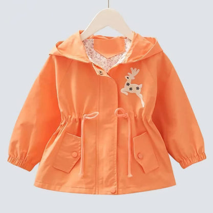 Amur Leopard Kids Girls Transition Jacket Windproof Coat Outdoor Windbreaker with Hood for Spring and Autumn 