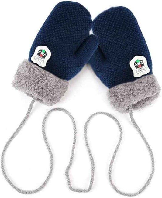 AVJERA 1-3 Jahre Baby Winter Handschuhe Kinder Gestrickte Fäustlinge Warm Verdickte Kinderhandsche Fausthandschuh mit Schnur Outdoor Weich Winterhandschuhe Skihandschuhe Handwärmer für Jungen Mädchen