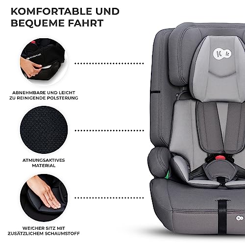 Kinderkraft SAFETY FIX 2 I-SIZE 76-150 cm Kindersitz 9-36 kg, Kinderautositze mit isofix, Einstellung der Kopfstütze, spezielle Sicherheitssysteme, 5 punkt gurte, Einsatz im set, Schwarz