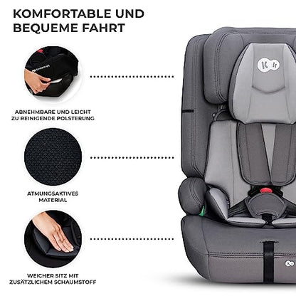 Kinderkraft SAFETY FIX 2 I-SIZE 76-150 cm Kindersitz 9-36 kg, Kinderautositze mit isofix, Einstellung der Kopfstütze, spezielle Sicherheitssysteme, 5 punkt gurte, Einsatz im set, Schwarz - Meloni2