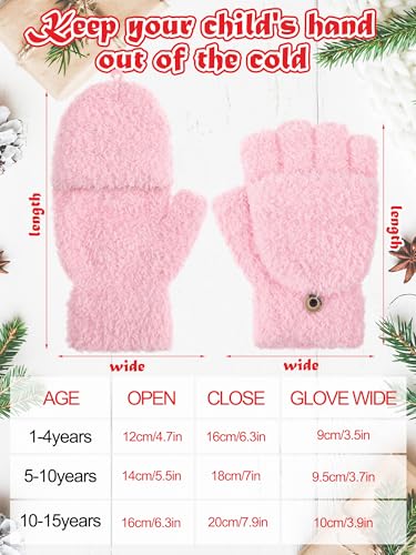 Geyoga 3er Pack Fingerlose Handschuhe mit Klappe Damen Winter Halbfinger Fäustlinge Handschuhe für Kinder