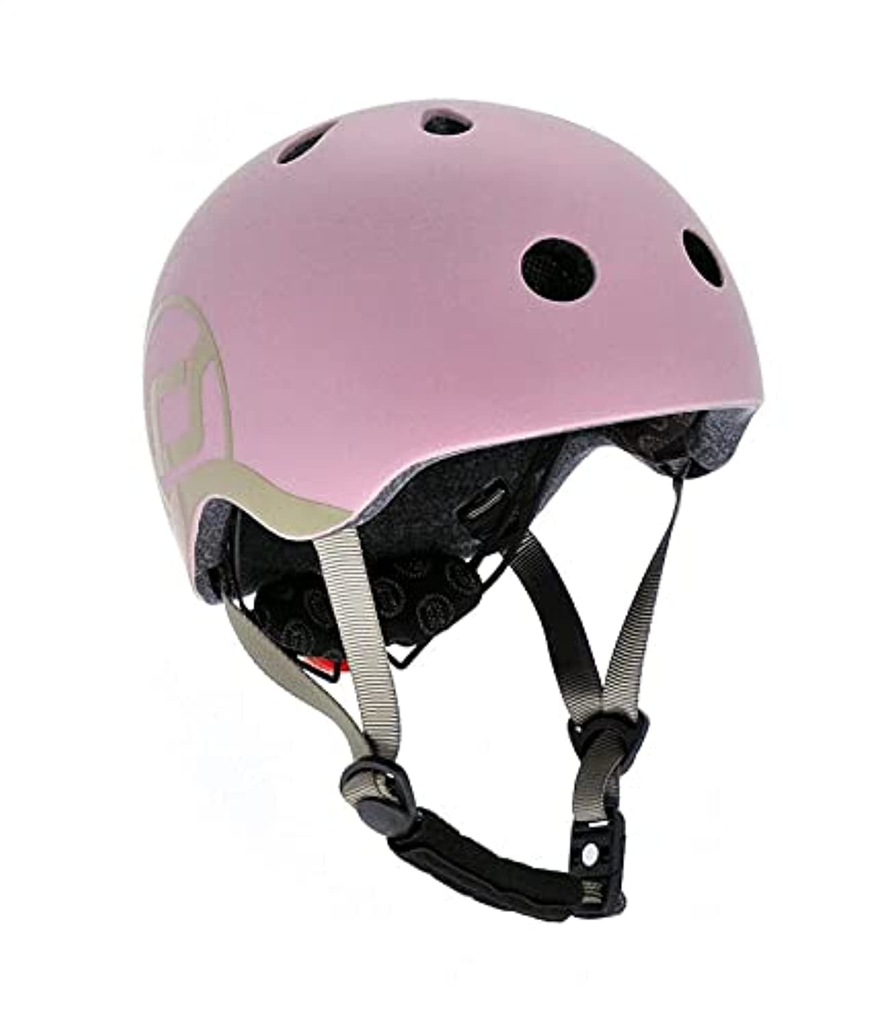 Scoot and Ride Babyhelm mit verstellbaren Trägern, Mattes Finish, Größen XXS, inklusive LED-Sicherheitslicht und weicher Fleece-Polsterung für zusätzlichen Schutz