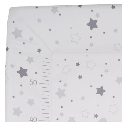 babyCalin Luxury Star Wickelauflage Dunkelgrau 50 x 70 cm - Mit aufgedruckter Maßtabelle