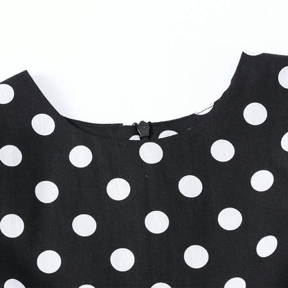 FYMNSI Girls Vintage 1950s Rockabilly Dress Party Dresses Retro Polka Dot Floral Pattern A-Line Party Dresses Pleated Skirt Knee Length for 4-12 Years 