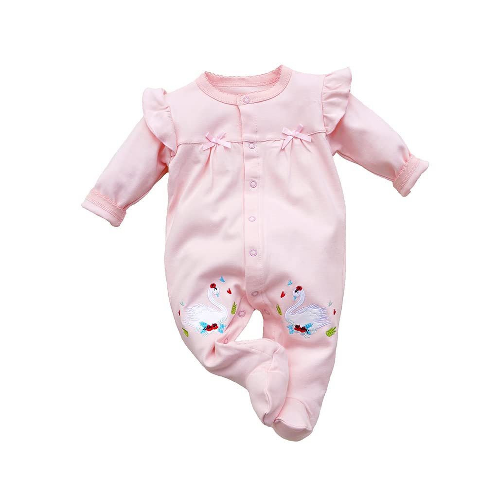 KIDDLETOWN Baby Pyjamas Newborn Baby Girls 0-3 Months Organic Cotton Long Sleeve Popper Frog Cartoon