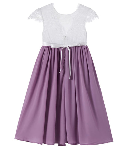 Beganly Mädchen Festtagskleider Spitze V-Rücken Kleid ärmellos Flauschig Tüll Prinzessin Partykleid Blumenmädchen Kleider