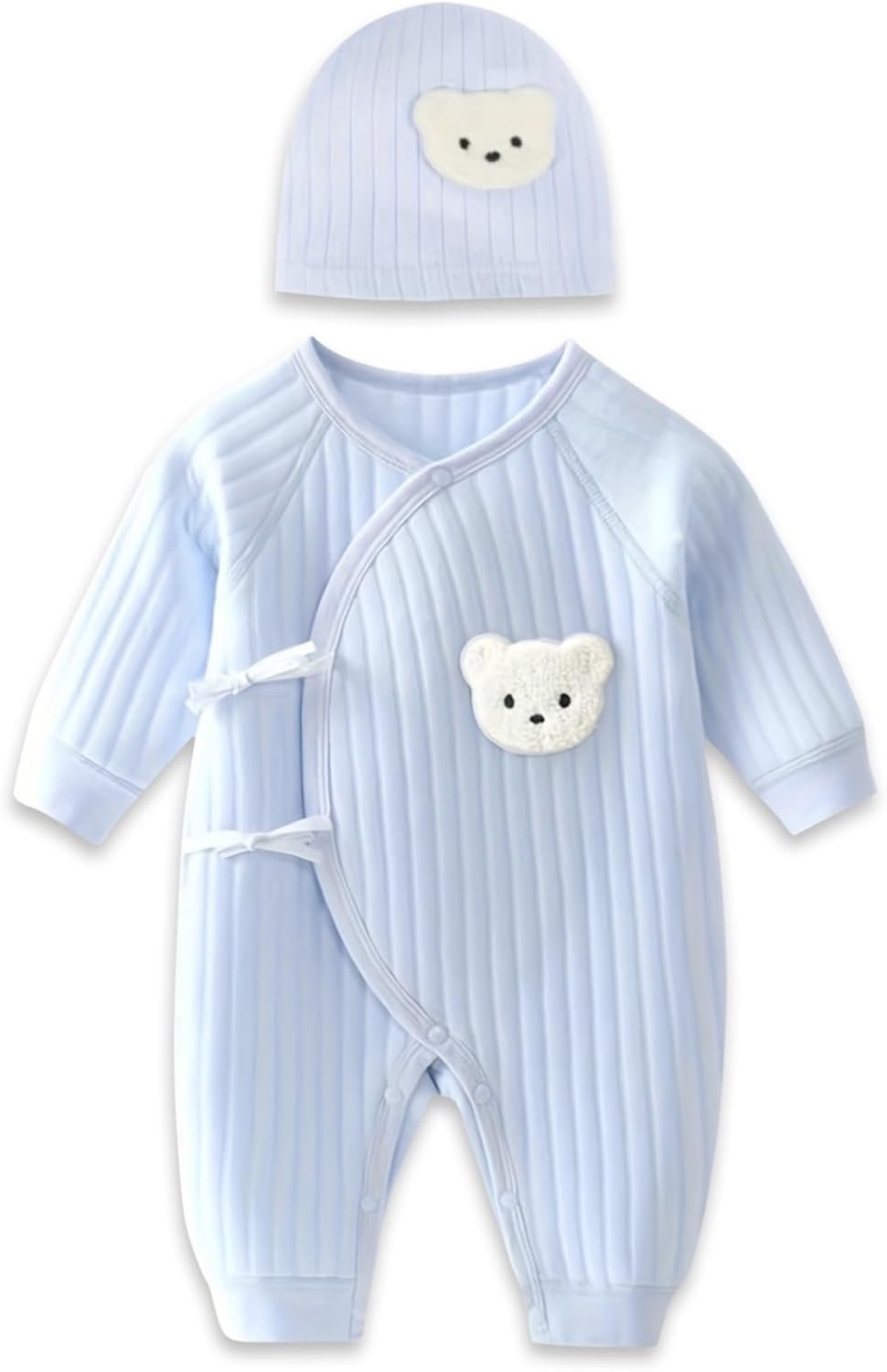 Babyfond 1 Pack Baby Bodysuit, Neugeborenes Baby warmer Baumwollbody mit Hut, 100% Baumwolle Kleinkind Homewear Verdickte Frühlings- und Herbstkleidung