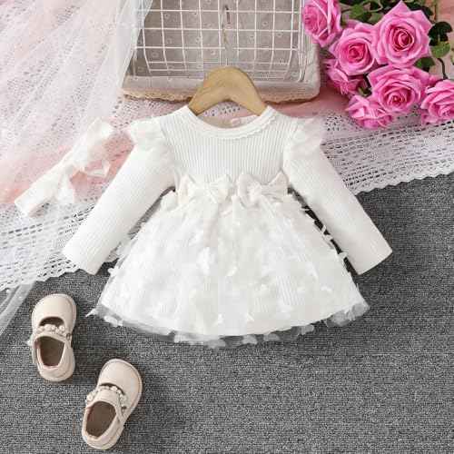 Baby Girl Dress Long Sleeve Newborn Baby Clothing Ruffle Tulle Dress Princess Tutu Skirt for 6 Months - 3 Years