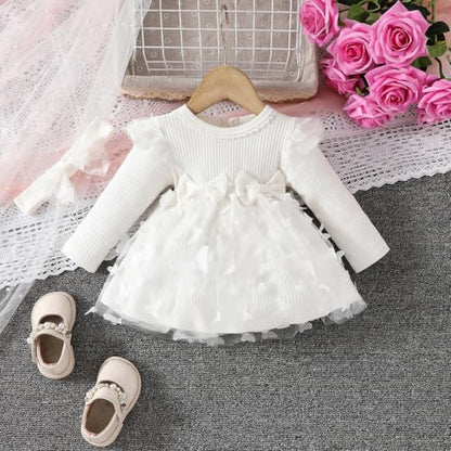 Baby Mädchen Kleid Langarm Neugeborene Baby Kleidung Rüschen Tüll Kleid Prinzessin Tutu Rock für 6 Monate - 3 Jahre