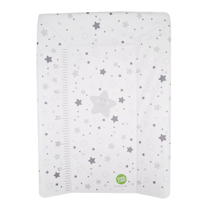 babyCalin Luxury Star Wickelauflage Dunkelgrau 50 x 70 cm - Mit aufgedruckter Maßtabelle