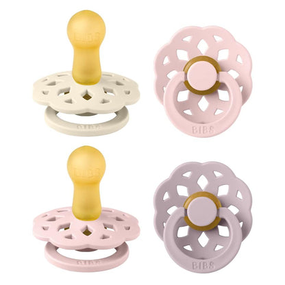 BIBS Boheme Schnuller 4er-Pack. BPA-frei, Kirschform Nippel. Naturkautschuk/Latex, Hergestellt in Dänemark. Größe 1/2, (0-6 Monate/6-18 Monate), (4er Pack), Vanilla Mix