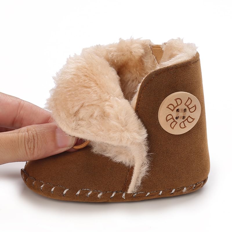 Baby Winter Warm Snow Boots Newborn Baby Girls Boys Soft Sole Buttons Fleece Boots Infant Toddler First Walker Shoes