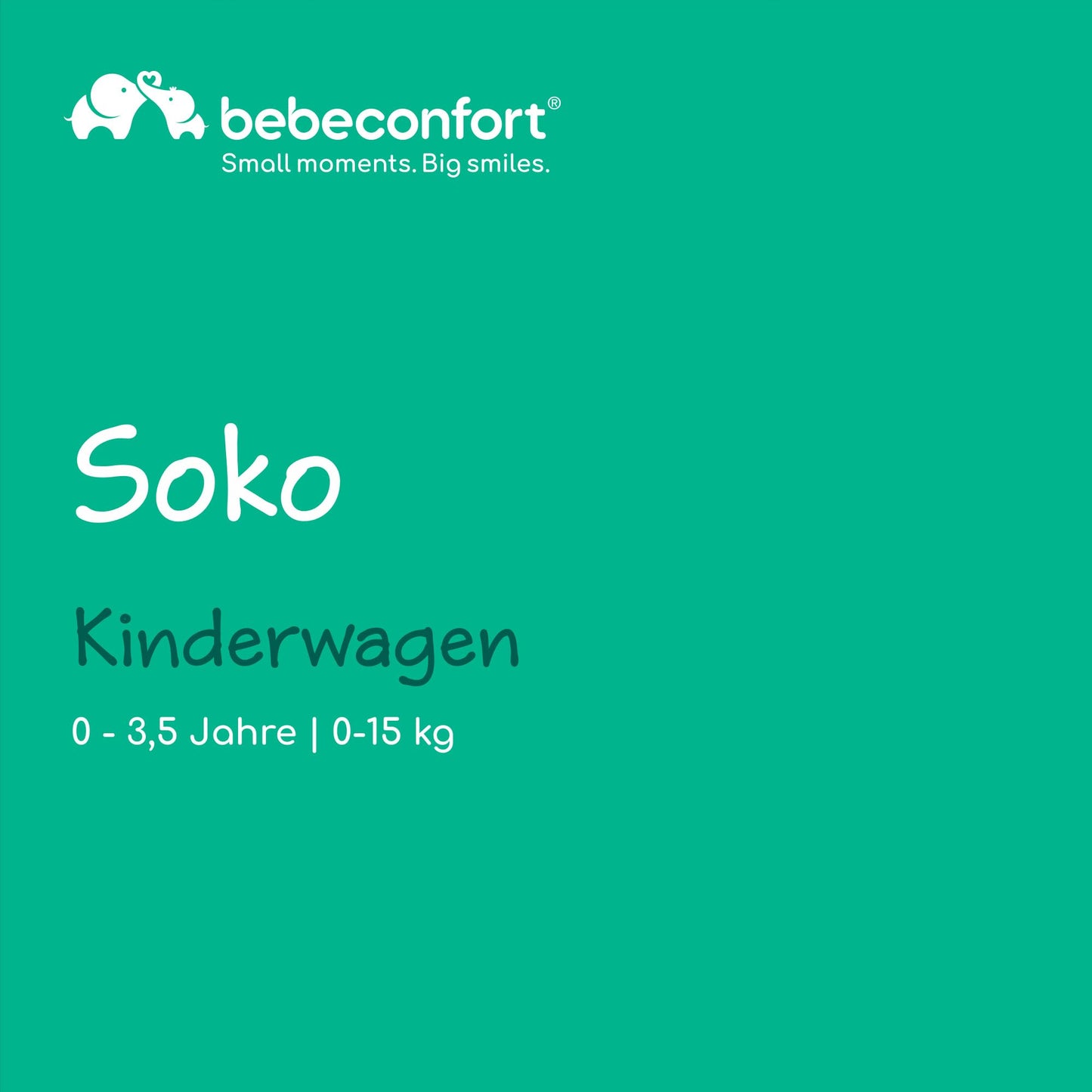 Bebeconfort Soko Superkompakter Kinderwagen, Bequem, Leichtgewich, Einfaches und Kompaktes Falten, 0 Monate bis 3,5 Jahre, 0-15 kg, Mineral Green