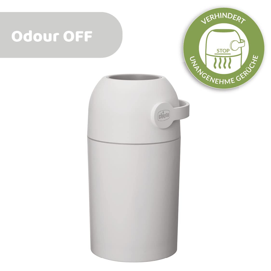 Chicco Windeleimer Odour Off, geruchsdichtes System, platzsparender Baby Windeleimer mit Deckel, einfach zu benutzen und zu reinigen, Ohne Nachfüllkassetten, funktioniert mit herkömmlichen Tüten