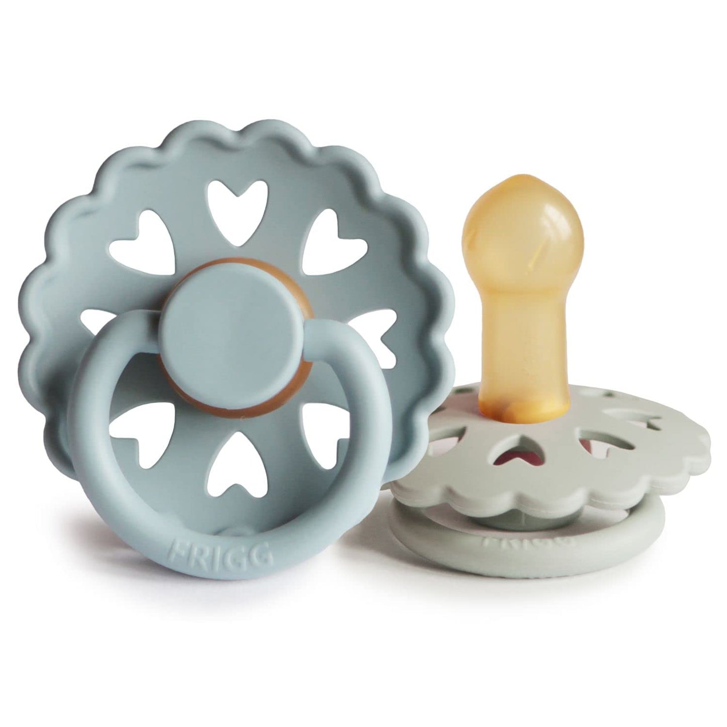 FRIGG Fairytale Schnuller 2 Packung | Latex Schnuller | BPA-Frei | Hergestellt in Dänemark | Symmetrischer Sauger in Kirschform (Twilight Mauve/Primrose, Größe 1 (0-6 Monate))