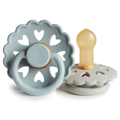 FRIGG Fairytale Schnuller 2 Packung | Latex Schnuller | BPA-Frei | Hergestellt in Dänemark | Symmetrischer Sauger in Kirschform (Twilight Mauve/Primrose, Größe 1 (0-6 Monate))