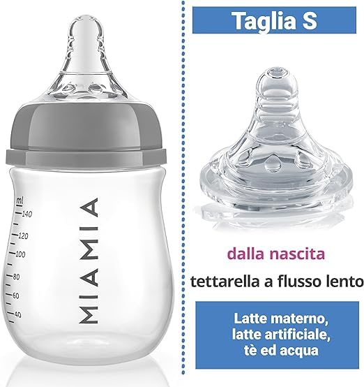 MiaMia 13-tlg. Babyflaschen Set – 6 Flaschen mit Silikon-Trinksaugern | Inkl. Milchpulverportionierer, Bürste & Abtropfständer | BPA-frei, Anti-Kolik & spülmaschinenfest | 2x 140 ml & 4x 260 ml - Meloni2