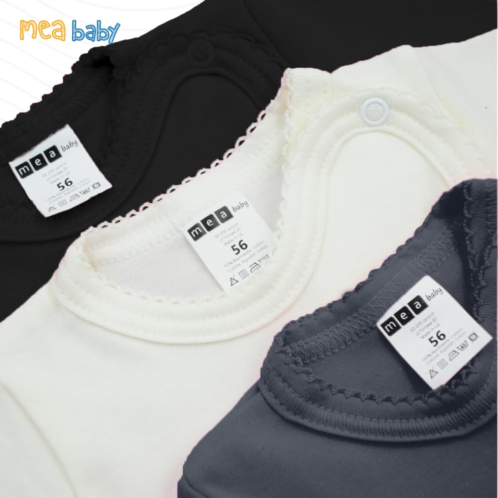 MEA BABY Unisex Baby Wickelshirt Wickeljacke Langarm, 100% Baumwolle im 5er Pack. Wickelshirt für Mädchen, Wickelshirt für Junge
