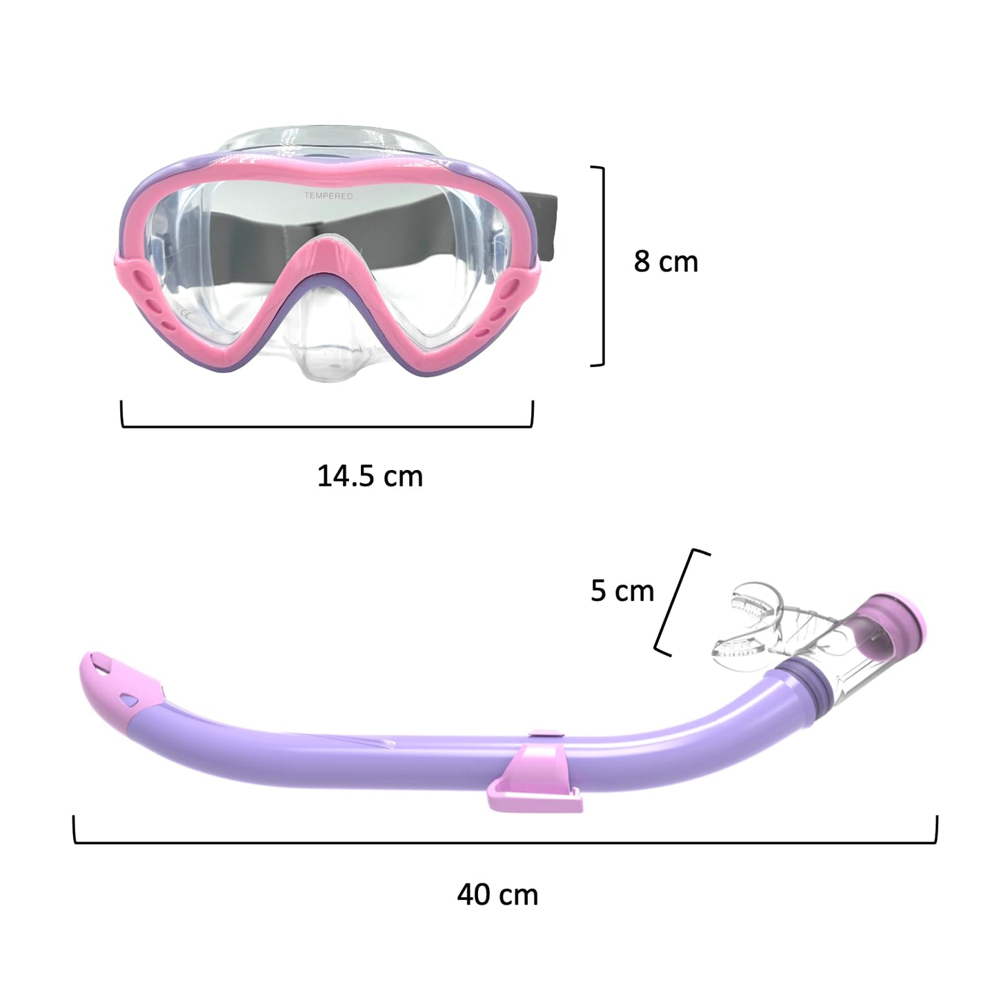 EasyDive Snorkel Set Children's Snorkel Mask with Elastic Band Anti-Fog Diving Mask Diving Mask Dry Silicone Material Snorkelling Set for Boys Girls