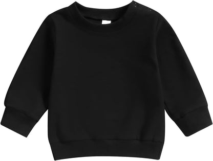 ESSECMBS Kleinkind Baby Jungen Daliy Sweatshirt Kleidung Langarm Rundhalsausschnitt Einfarbig Oberteile Kleiner Junge Frühling Herbst Baumwolle Hemd Kleidung