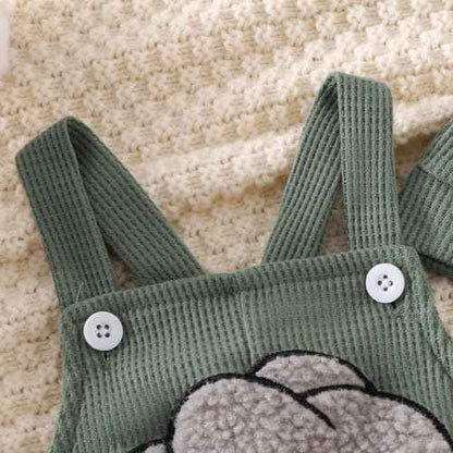MAHUAOYIXI Toddler Baby Boys Outfits Newborn Baby Boys Clothing Embroidery Elephant Jumpsuits Dungarees Suspender Pants and Hat Infant Boys 2-Piece Clothing Set