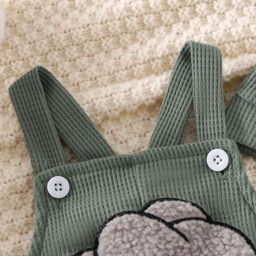 Kleinkind Baby Jungen Outfits Neugeborenes Baby Jungen Kleidung Stickerei Elefant Overalls Latzhose Hosenträger Hosen und Hut Kleinkinder Jungen 2-teiliges Kleidungset