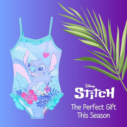 Disney Girls Stitch Swimsuit Rainbow One Piece Swimsuit for Girls Sizes 3 to 8 Years