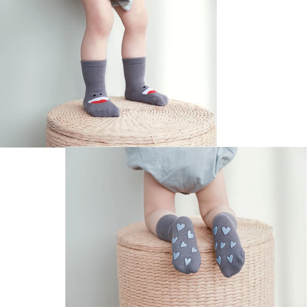 Rutschfeste Socken für Baby Mädchen Jungen 5 Paar Kinder Anti Rutsch Socken Sportsocken Stoppersocken