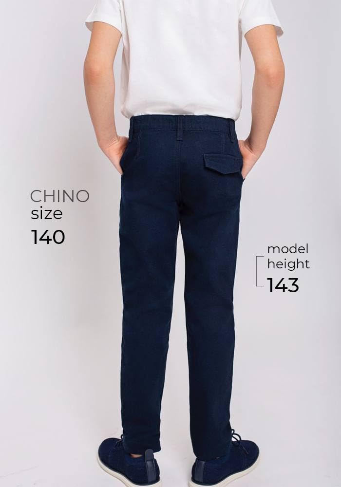 bonolo Chino Hosen für Jungen aus 100% Baumwolle mit Taschen - Stylischer Komfort für Jeden Anlass Marineblau Chinos