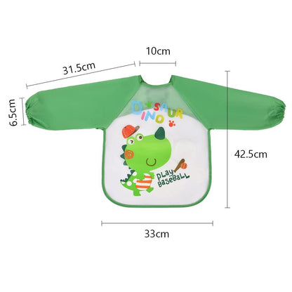 Vicloon Waterproof Baby Bibs, 5pcs Baby Bibs with Long Sleeves, Sleeved Bibs, Unisex Bib Set for Eating, Arts, Crafts, Painting, Playing (Pink, Blue, Green, Yellow) 
