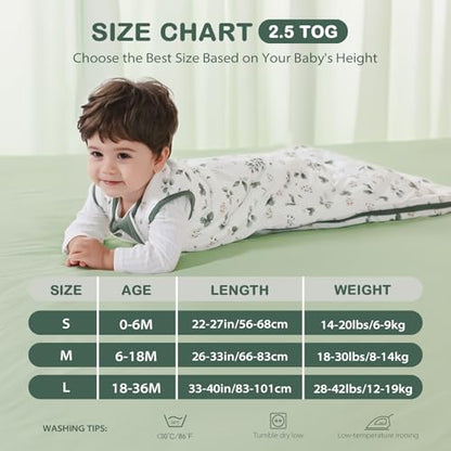 Mosebears Winter Sleeping Bag Baby 2.5 Tog, Bamboo Fibre Baby Sleeping Bag, Extremely Soft and Warm L (18-36 Months)