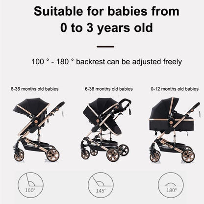 YAZOCO Kinderwagen 3 in 1 Buggy Babybett Komplett Set mit einem Klick Zusammenklappbarer Kinderwagen, KombiKinderwagen Aluminiumrahmen für Neugeborene Sitzzubehör