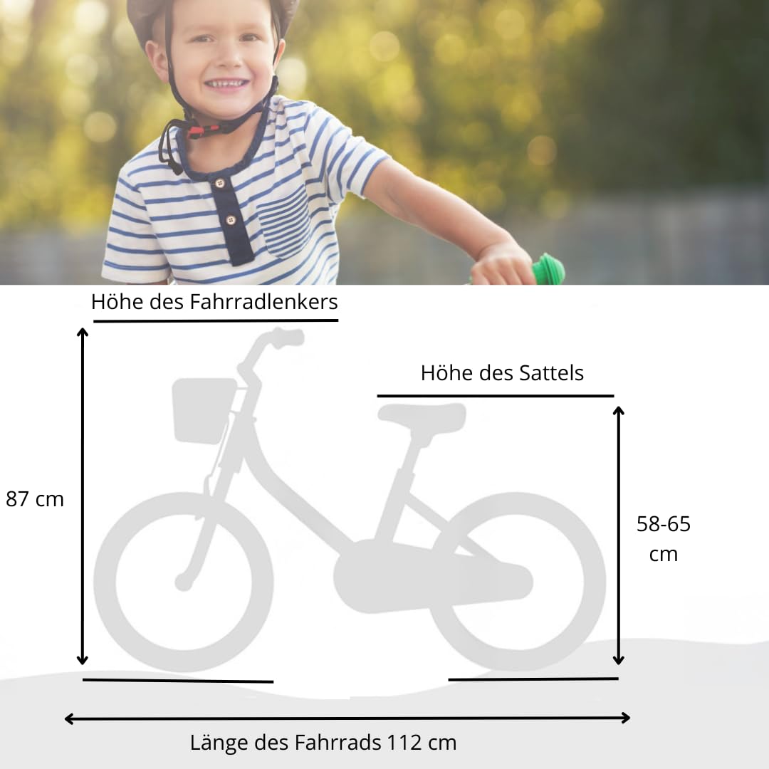 MIRAVO Kinderfahrrad Fahrrad Kinder Ab 2 Bis 8 Jahre Mit Stützrädern Schubstange V-Brake Bremsen Rückstrahl Aufkleber 12 16 20 Zoll Radgröße Korb Für Junge Spark - Meloni2