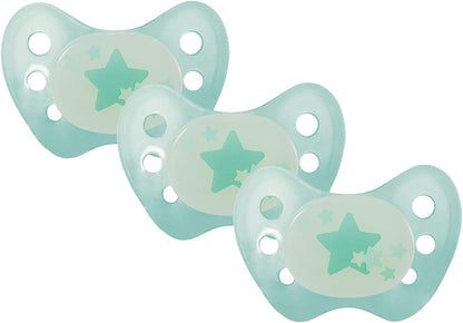 dentistar Night Silikon Schnuller 3er-Set - Größe 1 Schnuller 0-6 Monate - Glow in the Dark Nuckel mit Dentalstufe – BPA-frei – Made in Germany - Katze, Rosa - Meloni2