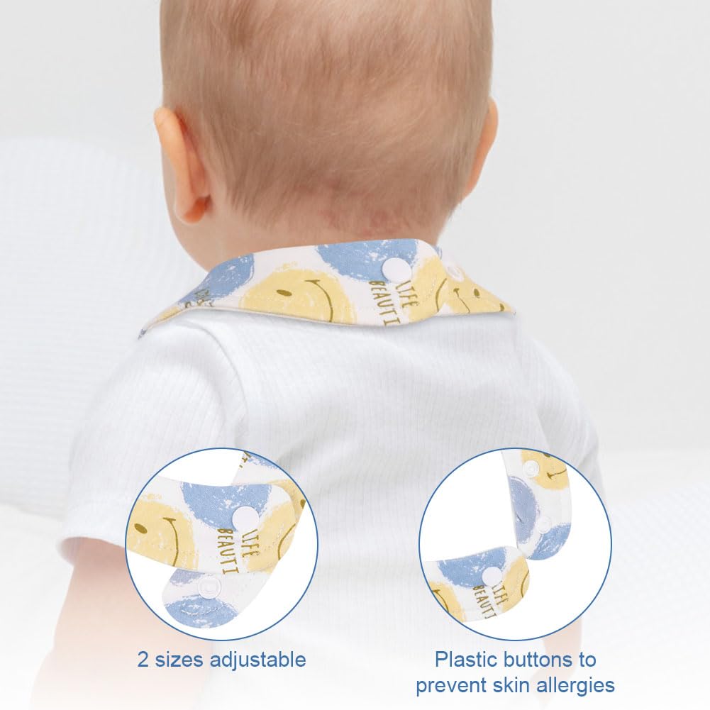 Vicloon Baby Bibs, 8 Pack Soft Absorbent and Waterproof Bibs Dribble Bibs Burp Cloths Baby with Snap Fastener for Baby Boys and Girls Toddlers 