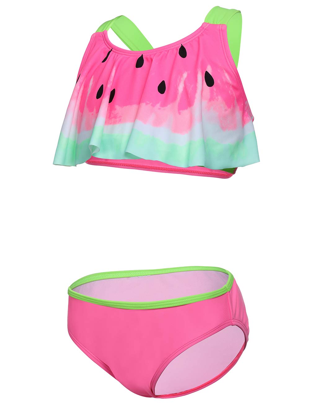DUSISHIDAN Bikini Kinder Mädchen Zweiteiliger Bademode Süß Badeanzug Zurück überqueren Sommer Swimsuit 110-176