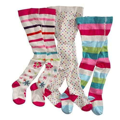 wellyou Children's Tights Girls & Boys - Set of 3 Baby Tights with Pattern - Colourful Cotton Tights Made of Oeko-Tex Certified Materials (Size 62-146)