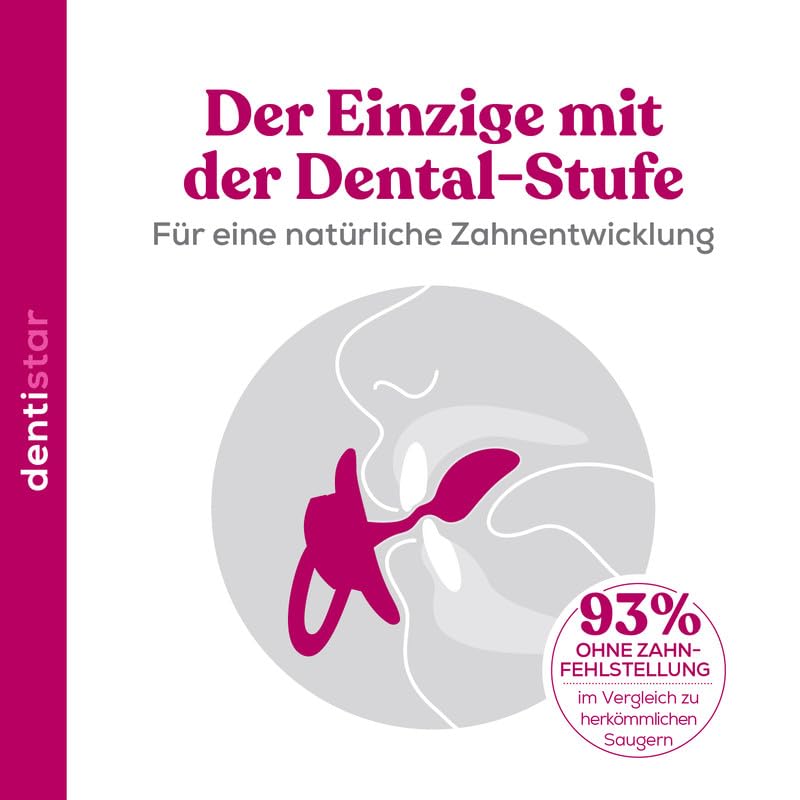 dentistar Silikon Schnuller 3er-Set - Größe 3, ab 14 Monate - Zahnfreundlicher Nuckel mit Dentalstufe – BPA-frei - Made in Germany - Blumen, Lila