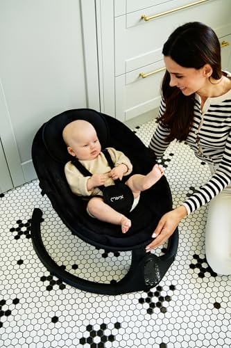 MoMi KENANI baby bouncer for children up to 9 kg, foldable, with remote control &amp; Bluetooth for connecting to a smartphone, battery or power connection, with 5-point safety belt, sun protection, insect net 