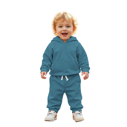BOUTIKOME Baby Clothing Boys Girls Outfits Newborn Baby Clothing Hoodie and Trousers Two Piece Set with Hood Warm Soft Long Sleeve Shirt Plain Children's Hoodie 