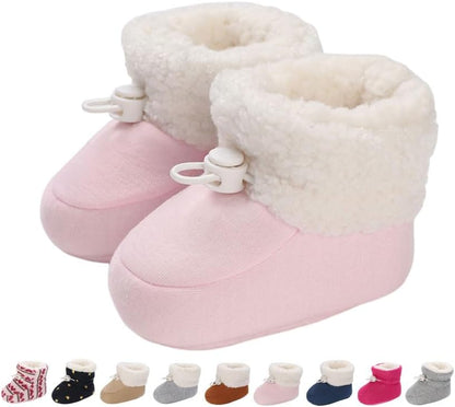 Baby Winter Shoes Warm Baby Shoes Winter Non-Slip Adjustable Newborn Snow Shoes First Walking Shoes Lined Thermal Fleece Crawling Shoes Slippers Winter Boots 0-18 Months 