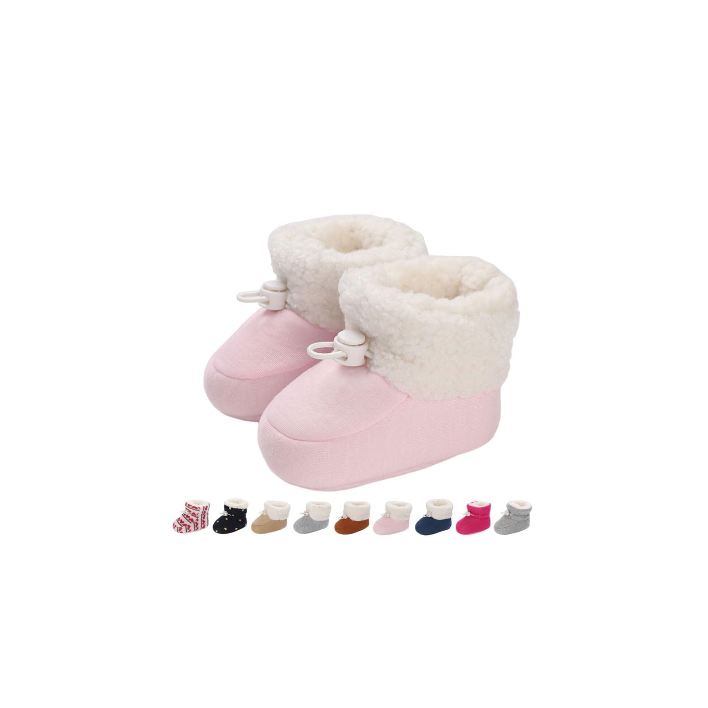 Baby Winter Shoes Warm Baby Shoes Winter Non-Slip Adjustable Newborn Snow Shoes First Walking Shoes Lined Thermal Fleece Crawling Shoes Slippers Winter Boots 0-18 Months