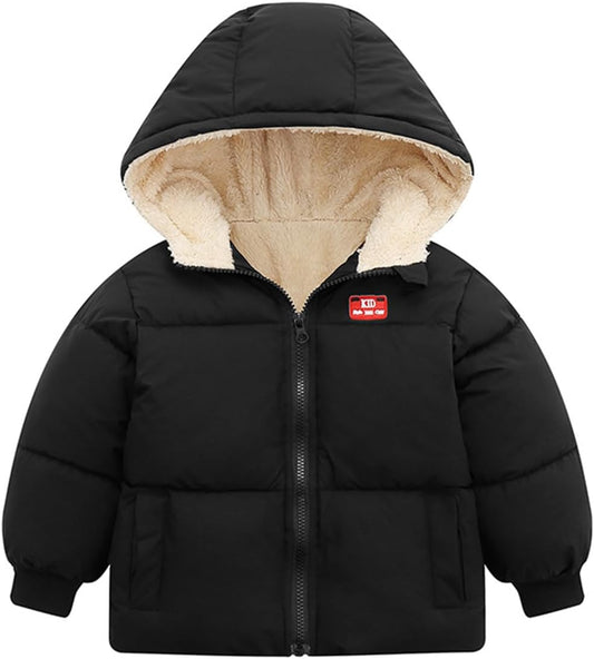 kids4ever Baby Winter Jacket Coat Zip Hooded Jacket Windproof Warm Fleece Outerwear Snowsuit with Two Pockets for Boys Girls 12 Months - 5 Years