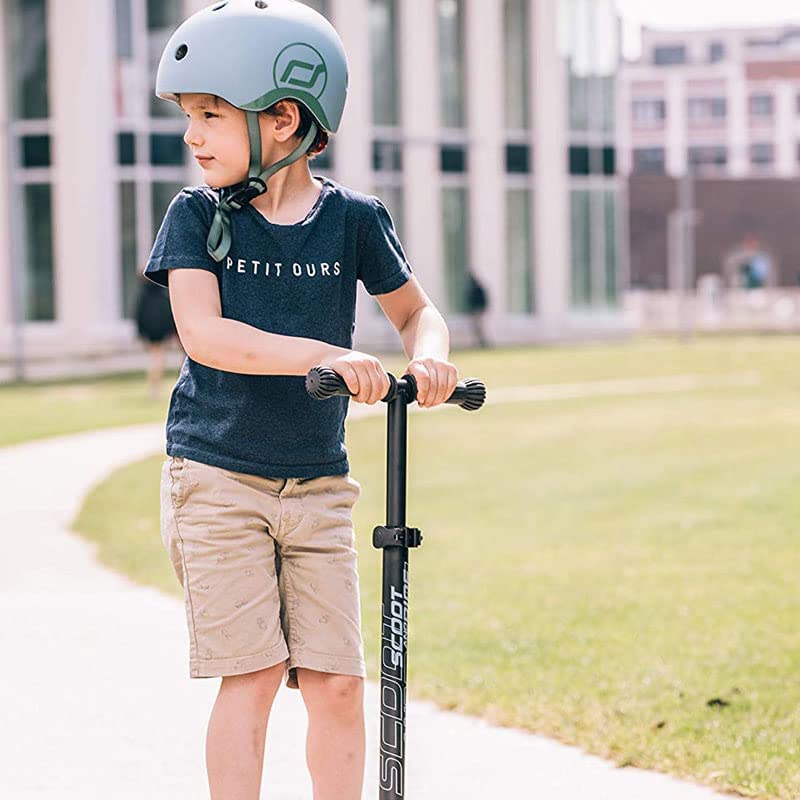 Scoot and Ride Babyhelm mit verstellbaren Trägern, Mattes Finish, Größen XXS, inklusive LED-Sicherheitslicht und weicher Fleece-Polsterung für zusätzlichen Schutz