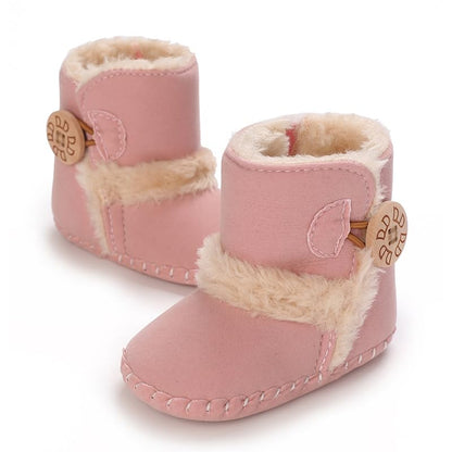 Baby Winter Warm Snow Boots Newborn Baby Girls Boys Soft Sole Buttons Fleece Boots Infant Toddler First Walker Shoes