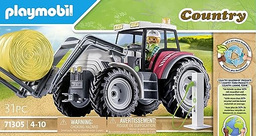 PLAYMOBIL Country 71442 Traktor mit Anhänger und Wassertank, frische Ernte auf dem Bauernhof, spielerisches Lernen über die Umwelt, nachhaltiges Spielzeug für Kinder ab 4 Jahren