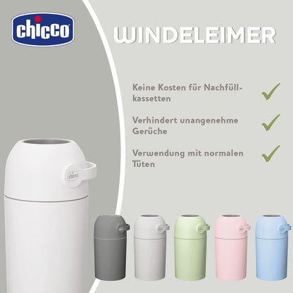 Chicco Windeleimer Odour Off, geruchsdichtes System, platzsparender Baby Windeleimer mit Deckel, einfach zu benutzen und zu reinigen, Ohne Nachfüllkassetten, funktioniert mit herkömmlichen Tüten