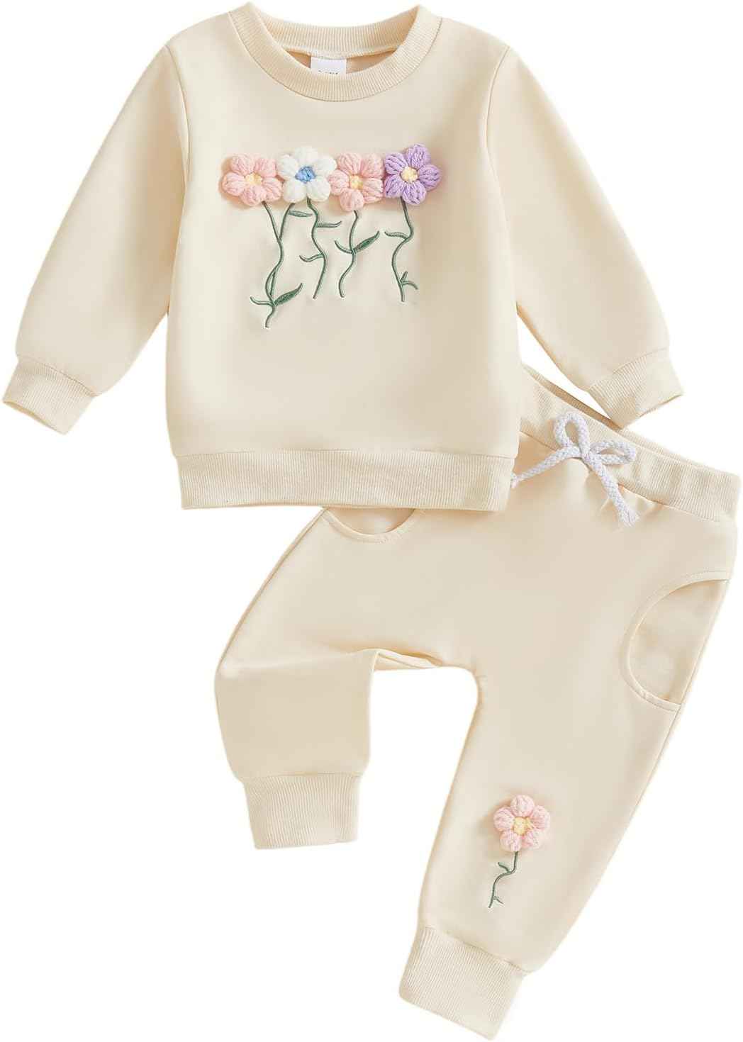 Beauace 2pcs Baby Girl Clothes 3D Floral Print Outfit Long Sleeve Shirt + Trousers Newborn Baby Clothing Clinder Autumn Baby Set