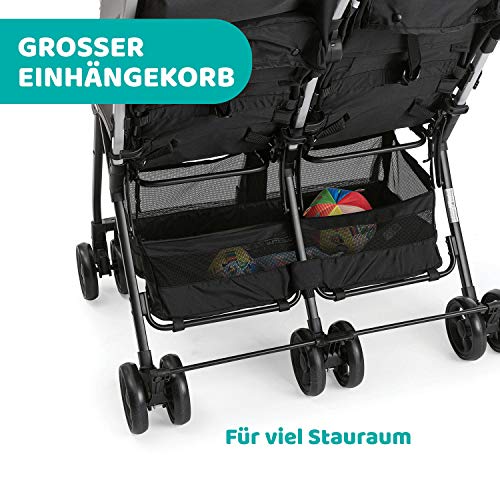 Chicco OHlalà Twin Twin Pushchair from Birth to 15 kg, Pram for Twins and Siblings, Adjustable Foldable Twin Buggy, Rain Cover and Extendable Hood